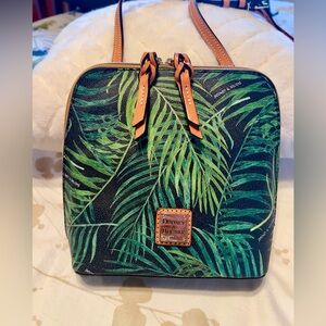 Dooney & Bourke unique palm frond motif crossbody with leather shoulder strap